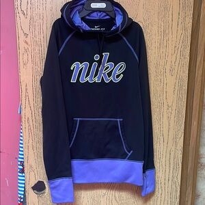 Nike Purple and Black Hoodie Sweatshirt with Logo